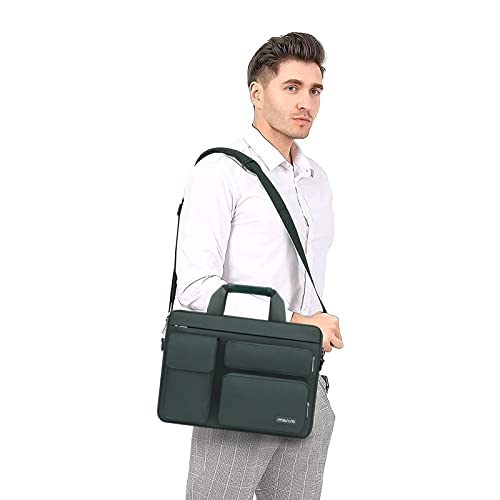 MOSISO Laptop Shoulder Bag 16 inch, 15-15.6 inch Computer Bag | Compatible with MacBook Pro 16 inch, HP, Dell, Lenovo with 2 Raised&1 Flapover&1 Horizontal Pocket&Handle&Belt, Emerald Green - color: Emerald Green, size: 16 inch