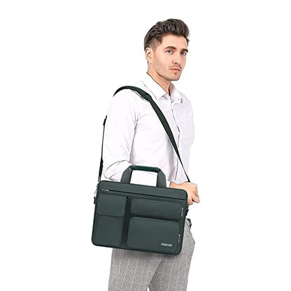 MOSISO Laptop Shoulder Bag 16 inch, 15-15.6 inch Computer Bag | Compatible with MacBook Pro 16 inch, HP, Dell, Lenovo with 2 Raised&1 Flapover&1 Horizontal Pocket&Handle&Belt, Emerald Green - color: Emerald Green, size: 16 inch