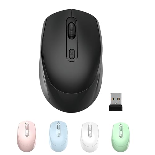 ONE-UP Wireless Mouse, 2.4G, Silent, USB Nano Receiver, for Laptop, Chromebook, PC, Mac, Windows and School Work (Black) - color: Black