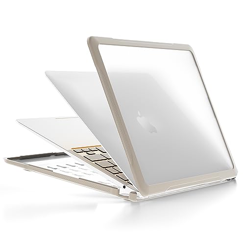 Batianda 4-in-1 Ultimate Case for MacBook Air 13 Inch 2018-2020, Khaki | Fits M1/Intel Models A2337/A2179/A1932, Lightweight Slim Design, Carbon Fiber Side Texture, Matte Translucent Hard Shell - color: Khaki