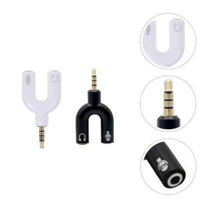 2pcs Audio Converter Y Jack Adapter Male to Dual Female Port Headphone Splitter Compatible with Phone Laptop Tablet for Headset Microphone Recording