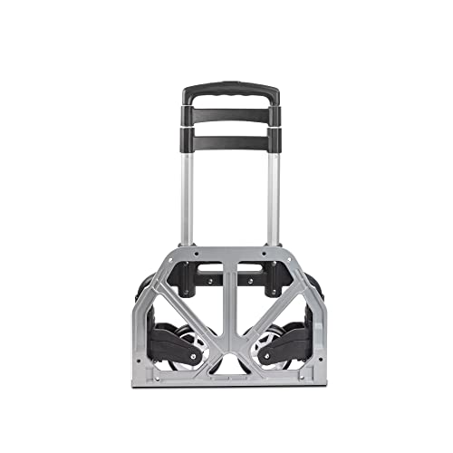 Ultimaxx Professional Heavy-Duty 150 Pound (lb) Capacity Aluminum Folding Hand Truck/Luggage Cart (Black/Silver) with Adjustable Handle, Folding Away Wheels, and Bungee Cord - style: Professional