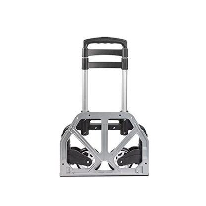 Ultimaxx Professional Heavy-Duty 150 Pound (lb) Capacity Aluminum Folding Hand Truck/Luggage Cart (Black/Silver) with Adjustable Handle, Folding Away Wheels, and Bungee Cord - style: Professional