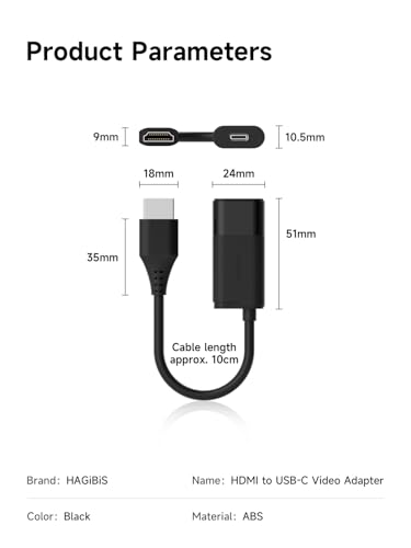 Hagibis HDMI to USB C Adapter, 4K@60Hz HDMI Male to USB-C Female Cable, Portable Monitor, AR Glasses XREAL, VITURE, RayNeo, Rokid to Type C Laptop, Switch, ROG Ally, Steam Deck, PS4/5