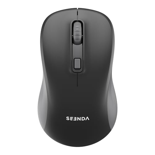 seenda Bluetooth Wireless Mouse, Dual Mode, Quiet 1600 DPI, Black | Dual-mode Bluetooth and 2.4G USB mouse with quiet clicks, smooth tracking, ergonomic design, and 12-Months battery life - color: Black