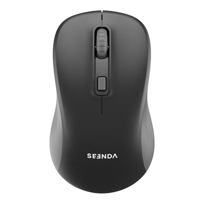 seenda Bluetooth Wireless Mouse, Dual Mode, Quiet 1600 DPI, Black | Dual-mode Bluetooth and 2.4G USB mouse with quiet clicks, smooth tracking, ergonomic design, and 12-Months battery life - color: Black