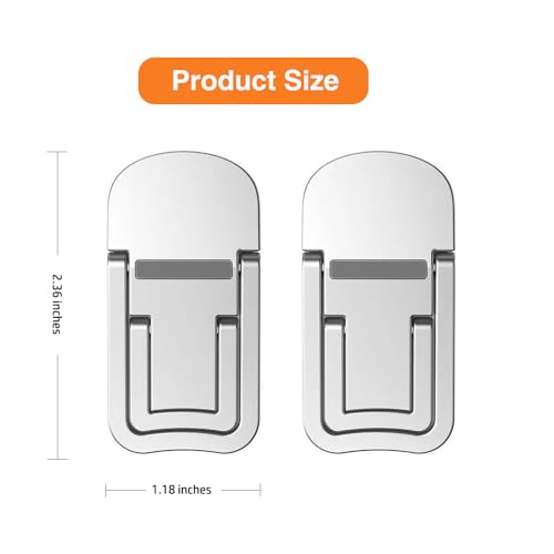 2PCS Metal Mini Foldable Laptop Stand, Portable Computer Keyboard Riser with 2 Adjustable Angles, Self-Adhesive Invisible Notebook Stand and Keyboard Lift for Desk (Silver) - color: Silver