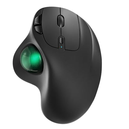 Nulea M501 Wireless Trackball Mouse, Rechargeable Ergonomic, Easy Thumb Control, Precise & Smooth Tracking, 3 Device Connection (Bluetooth or USB Receiver), Compatible for PC, Laptop, Mac, Windows. - color: E-Green