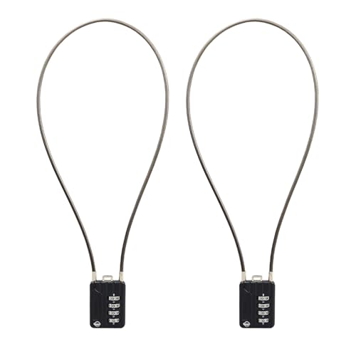 4 Digit Cable Combination Locks 20 inches Cable for School Gym Locker,Helmet,Filing Cabinets,Toolbox,Luggage Suitcase,knapsack,Cable 3mm Diameter,Black(2 Pack) - size: 50cm(20in)Cable
