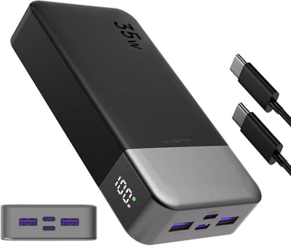JUOVI Portable Power Bank 20000mAh, 35W Portable Charger, Battery Pack Fast Charging, PD3.0 QC4.0 Phone Battery Pack with LED Display for iPhone 16 15 14, Galaxy, Tablet, Switch, etc - color: Black