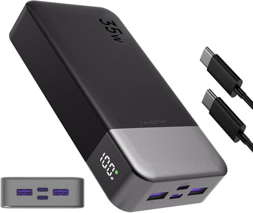 JUOVI Portable Power Bank 20000mAh, 35W Portable Charger, Battery Pack Fast Charging, PD3.0 QC4.0 Phone Battery Pack with LED Display for iPhone 16 15 14, Galaxy, Tablet, Switch, etc - color: Black
