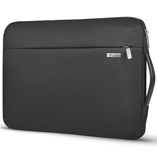 Voova Laptop Sleeve Case 14 15 Inch with Handle, 360° Protective Waterproof Slim Computer Bag Cover Compatible with MacBook Air 15 M2/M3/M4 2024-2025, MacBook Pro 14/15, Hp Chromebook 14, Black - color: Black, size: 14-15 Inch