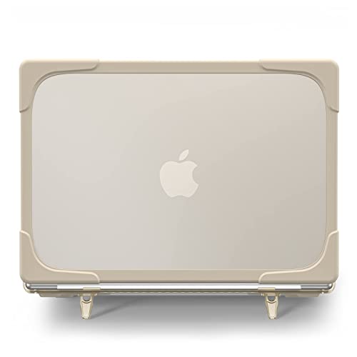 Batianda Heavy Duty Case for MacBook Pro 14 inch 2026-2021, Khaki | Fits M5/M4/M3/M2/M1 Pro Max Chip, Ergonomic Foldable Stand Holds 22 lbs, Shockproof Bumper, Matte Translucent Hard Shell - color: Khaki