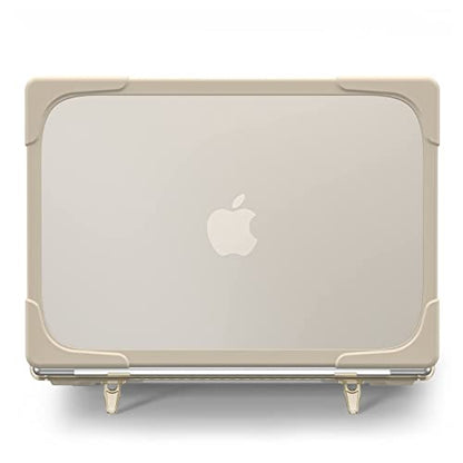 Batianda Heavy Duty Case for MacBook Pro 14 inch 2026-2021, Khaki | Fits M5/M4/M3/M2/M1 Pro Max Chip, Ergonomic Foldable Stand Holds 22 lbs, Shockproof Bumper, Matte Translucent Hard Shell - color: Khaki