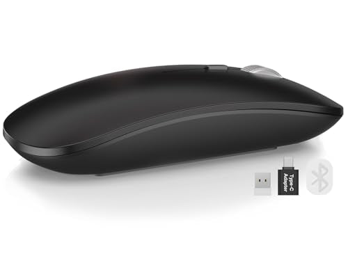 SABLUTE M31 Bluetooth Mouse for MacBook Pro/Air, iPad - Rechargeable Tri-Mode Wireless Mouse for 3 Devices (BT 5.2 + 2.4G), Portable Silent Computer Mouse for Surface, Windows, Black - color: Deep Black