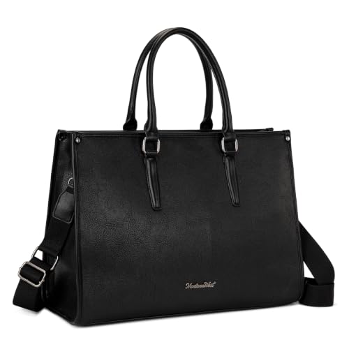 Montana West Laptop Tote Bag for Women 15.6 Inch Computer Bags Business Office Work Briefcase With Adjustable Shoulder Strap - color: A Black