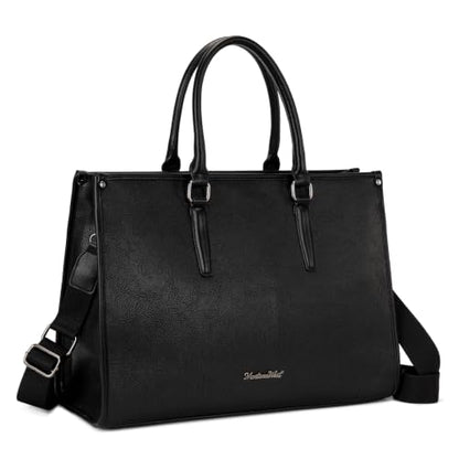 Montana West Laptop Tote Bag for Women 15.6 Inch Computer Bags Business Office Work Briefcase With Adjustable Shoulder Strap - color: A Black