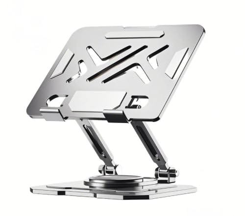 1-Piece Adjustable Laptop Stand 360° Rotation Design Height Adjustable Compatible with All 10-inch to 17-inch Laptops - color: Silver