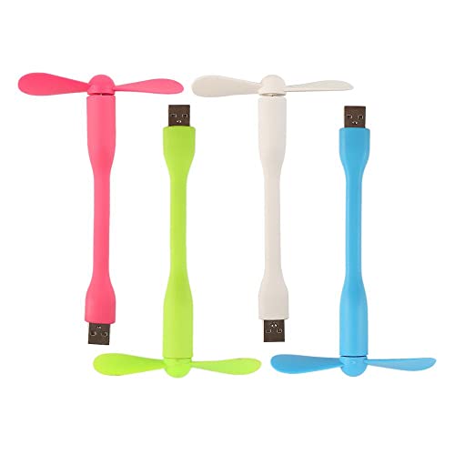 Sokelinn-six USB Flexible Fan, Mini Portable Cooling Fans USB Powered for Power Bank Laptop PC AC Charger - 2 Pack (Pink) - color: Pink
