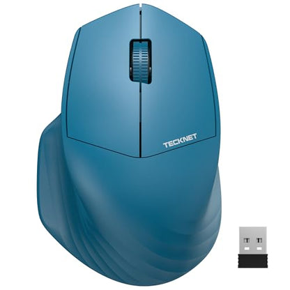 TECKNET Wireless Mouse, 2.4GHz Computer Mouse, 3 Adjustable DPI Silent Mouse with USB A Receiver, 3 Buttons, 24 Months Battery Life, Ergonomic Wireless Mouse for Laptop, PC, Mac, Desktop-Blue - color: Blue