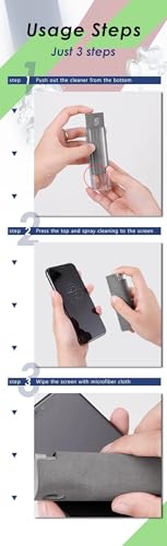 Screen Cleaner Spray and Wipe 2-in-1 Screen Cleaner for Phone, Tablet, Laptop and Monitor | Built-in Microfiber Cloth | 20ml 2-Pack