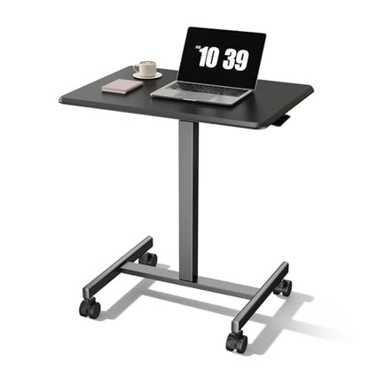 OLIXIS Mobile Rolling Desk with Wheels,Adjustable Laptop Desk, Black | Adjustable Rolling Design Creates a Flexible Workspace for Home Office - color: Black