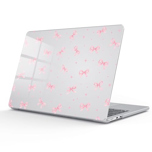 for MacBook Air 13.6 Inch Case M5/M4/M3/M2 2026-2022 Release A3449 A3240 A3113 A2681 Kawaii Pink Bow Cute Girly Design Crystal Clear Girly Case Laptop Protective Hard Shell Cover - color: Pink Bows