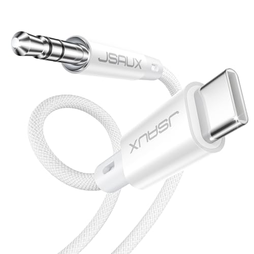 JSAUX USB C to 3.5mm Audio Aux Jack Cable [3.3ft], USB Type C to 3.5mm Headphone Stereo Cord Car Compatible with iPhone 16 Pro Max/15 Pro Max Plus, Samsung Galaxy S24 S23, iPad Pro, Pixel 9/8-White - color: White-standard, size: 3.3ft