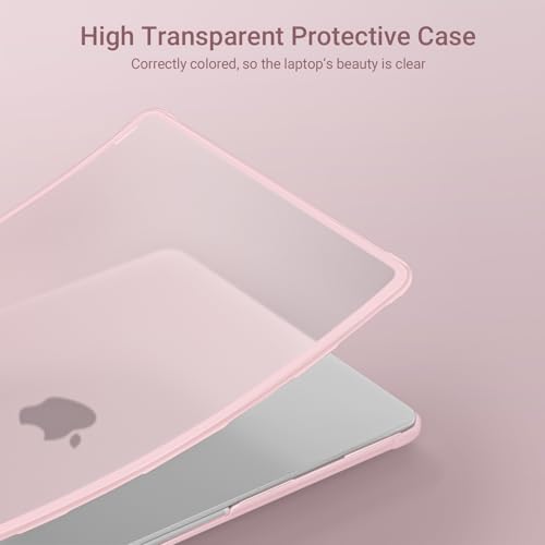 MOSISO Anti-Crack Case for MacBook Air 13 inch M5 M4 M3 M2 2026-2022 | 3 in 1 Kit Anti-Fingerprints Reinforced TPU Bumper Hard Shell for MacBook Air 13.6, A3449 A3240 A3113 A2681, Pink - color: Pink