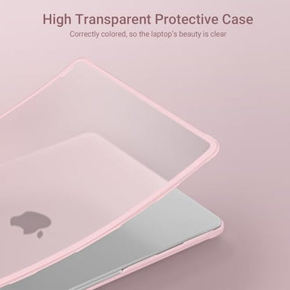 MOSISO Anti-Crack Case for MacBook Air 13 inch M5 M4 M3 M2 2026-2022 | 3 in 1 Kit Anti-Fingerprints Reinforced TPU Bumper Hard Shell for MacBook Air 13.6, A3449 A3240 A3113 A2681, Pink - color: Pink