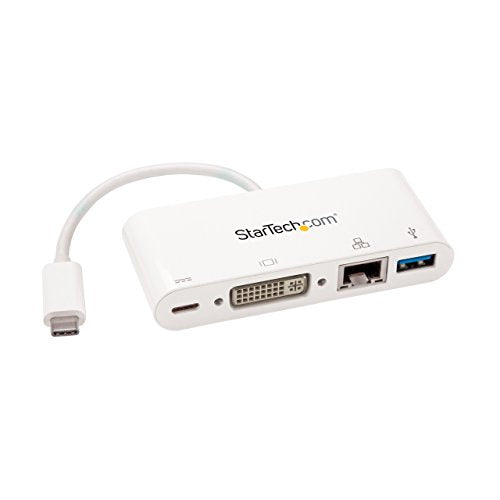 StarTech.com USB C Multiport Adapter - USB-C to DVI-D (Digital) Video Adapter with 60W Power Delivery Passthrough Charging, GbE, USB-A - Portable USB Type-C/Thunderbolt 3 Mini Laptop Dock (DKT30CDVPD) | Windows, macOS, ChromeOS, Driverless setup, 1920x120
