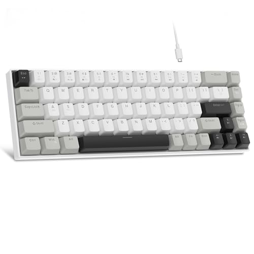 MageGee Portable 60% Mechanical Gaming Keyboard, MK-Box LED White Backlit Compact 68 Keys Mini Wired Office Keyboard with Red Switch for Windows Laptop PC Mac - Grey - color: White Grey/Red Switch