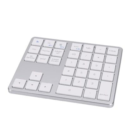 Wireless Number Pad, 35 Key Quiet Scissor Switch, Ultra Light Compact, Bluetooth 2.4G Dual Mode, Rechargeable, for Laptop PC Desktop (White) - color: White