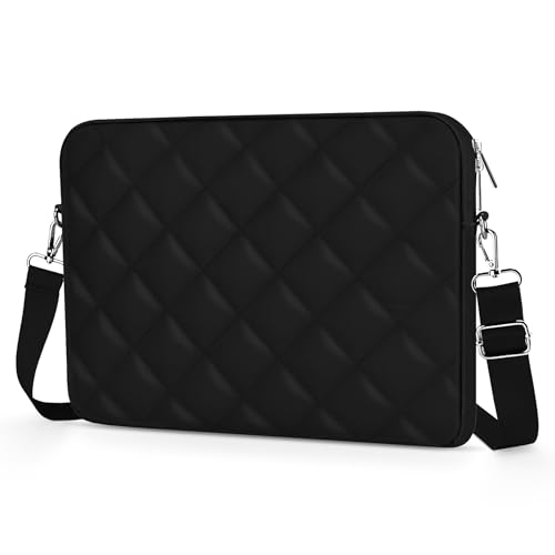 Puffy Quilted Laptop Sleeve with a Removable Shoulder Strap Compatible with MacBook Air/Pro, 13-13.3 inch Notebook, Compatible with MacBook Pro 14 inch M3 M2 M1 Chip 2023-2021 - color: Sleeve - Black, size: 13-13.3 inch