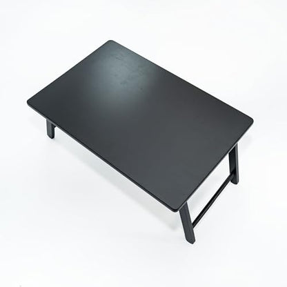PJ Wood Folding Laptop Desk Tray - Portable Lap Desk - 24 in | Solid Wood Frame, 23.6 x 15.4 x 10.2 in, No Assembly Required, 4 lb Weight, Flat Fold Storage, Black Finish - color: Black