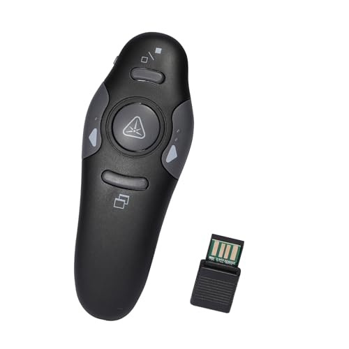 2.4GHz Remote Control Page Turner, Red Presentation Pointer, Plug & Play, Portable Presenter Clicker for Laptop, 98ft Control Range