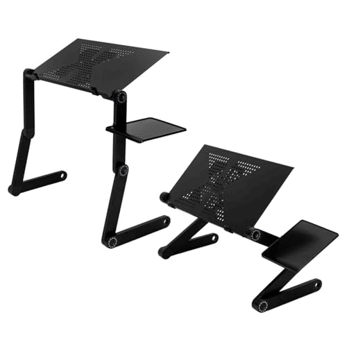 Portable Laptop Stand for Bed Lap Desk Lightweight Folding Bed Desk with Built-in Cooling Fans and Mouse Pad Tray 360-Degree Rotation Bed Table with Adjustable Height & Tilt for Bed, Table, Black