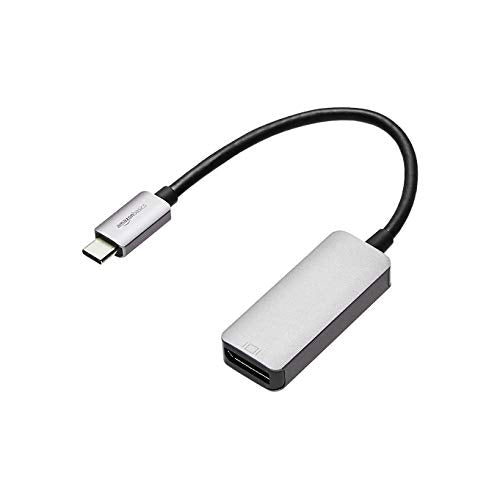 Amazon Basics Aluminum Uni-Directional USB-C (Source) to DisplayPort (Display) Adapter (4K@60Hz), Thunderbolt 3 Compatible, Grey