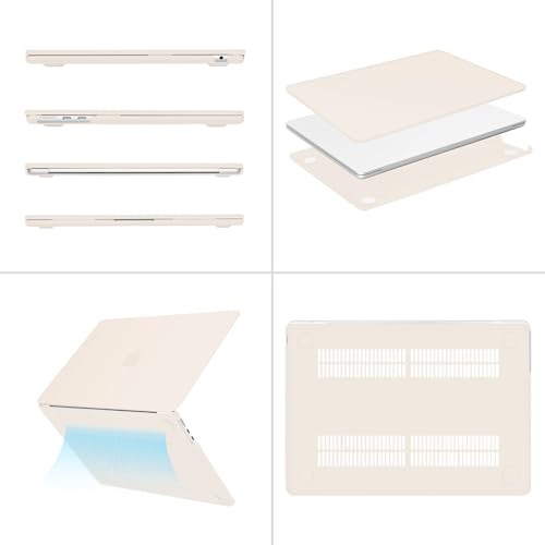 MOSISO Compatible with MacBook Air 13 inch Case M5 2026 M4 M3 M2 2025-2022 | A3449 A3240 A3113 A2681, Scratches-Resistant Protective Hard Shell for MacBook Air 13.6 inch Case, Beige - color: Beige