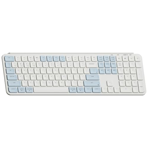 Keychron B6 Pro Ultra-Thin Wireless Keyboard, Full-Size ZMK with Numeric Keypad Quiet Typing, 2.4 GHz/Bluetooth 5.2/Wired Connection Long Battery Life, Compatible with Mac Windows Linux - Retro Blue - color: Retro Blue