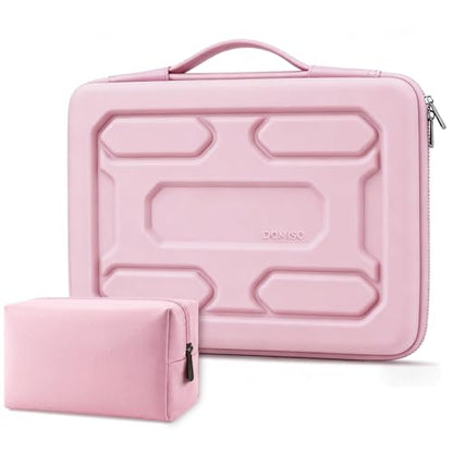 DOMISO Laptop Hard Case 14-14.4 inch Waterproof Shockproof Hard Shell Laptop Sleeve with Handle & Storage Pocket, Compatible with MacBook, HP, Dell,Pink - color: Pink, size: 14 inch