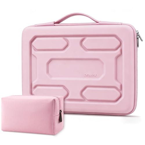 DOMISO Laptop Hard Case 14-14.4 inch Waterproof Shockproof Hard Shell Laptop Sleeve with Handle & Storage Pocket, Compatible with MacBook, HP, Dell,Pink - color: Pink, size: 14 inch