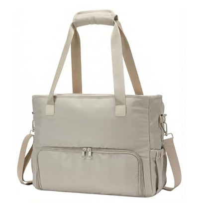 2-in-1 Insulated Lunch & Laptop Tote Bag for Women, Fits 15.6" Laptop, Lightweight Water-Resistant Polyester Work Tote Bag, Commuter Bag for Office, Teacher, Nurse & Travel, Khaki - color: Khaki