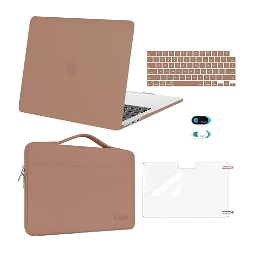 MOSISO Compatible with MacBook Air 13 inch Case M5 2026 M4 2025 M3 M2 2024-2022 A3449 A3240 A3113 A2681,Hard Shell&Sleeve Bag&Keyboard Skin&Webcam Cover&ScreenFilm for MacBook Air 13.6, Caramel Brown - color: Caramel Brown