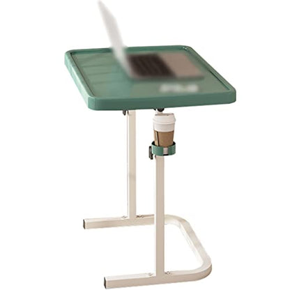 Small Computer Desk for Apartment Living Room, Height Adjustable Standing Desk Foldable Lift Sofa Side Table, Home Office Table with Cup Holder(Green) - color: Green