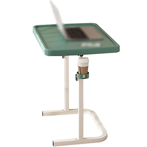 Small Computer Desk for Apartment Living Room, Height Adjustable Standing Desk Foldable Lift Sofa Side Table, Home Office Table with Cup Holder(Green) - color: Green