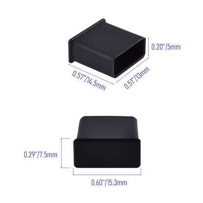 10 PCS USB2.0 Port Anti-dust Plugs, PE Covers Caps Stoppers, Port Protector for PC Computer Laptop Router Network Hub or Other Standard USB 2.0, 0.51 x 0.2 (LxW) - size: USB2.0/Black/10 PCS