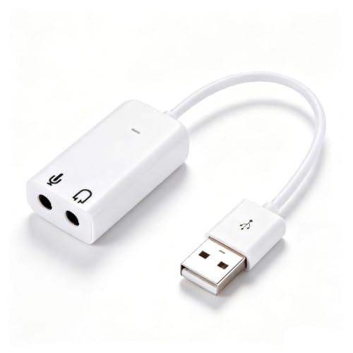 USB Sound Card Audio Adapter, 7.1 USB to Audio Jack Adapter for PC Laptops Desktops, Plug and Play No Drivers Needed USB Audio Adapter Headphone Microphone USB External Stereo Sound Adapter