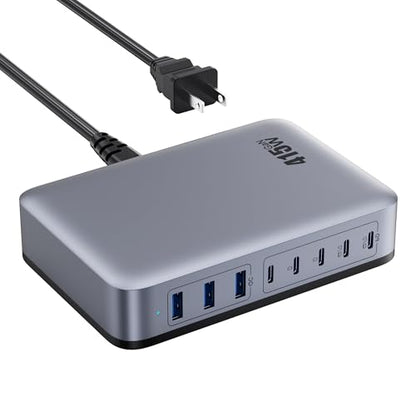 USB C Charger 415W USB C Charger Block, 8-Ports GaN IV Fast Charging Station Hub, Dual PD 100W Laptop Charger Adapter,for MacBook Pro/Air/iPad/iPhone16/15/14/Apple Watch/DELL/Samsung for Home Office