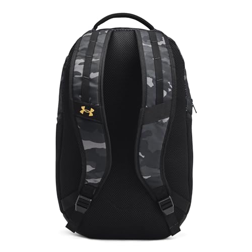 Under Armour Unisex-Adult Hustle 6.0 Backpack, (001) Black/Black/Metallic Gold, One Size Fits Most | (001) - color: (001) Black / Black / Metallic Gold, size: One Size